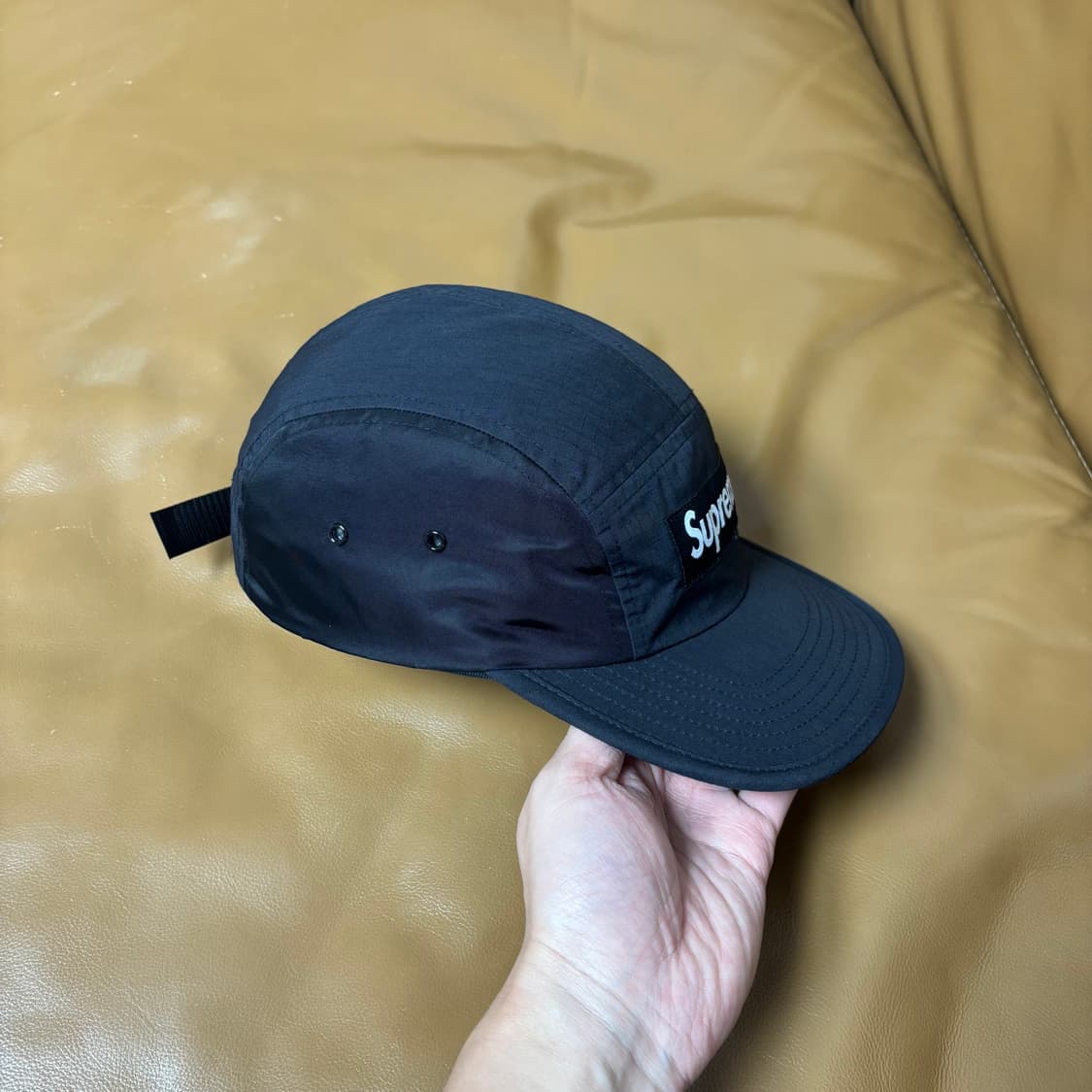 슈프림 캠프캡 모자 박스로고 왁스드 립스탑 블랙 상품이미지3