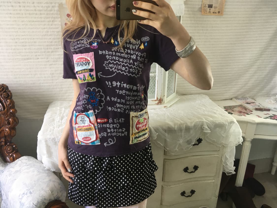 일본빈티지 rough 퍼플 패치 너드 포켓 티셔츠 상품이미지6