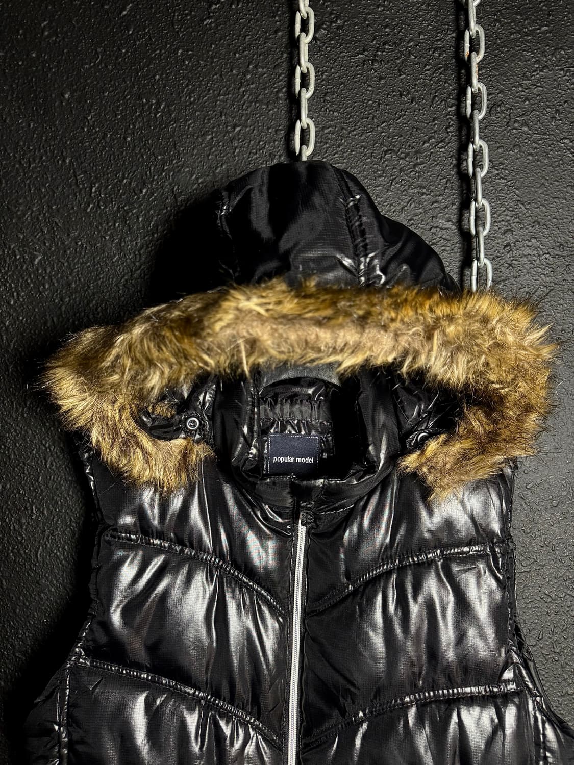 popular model – y2k Black Hooded Vest  상품이미지2