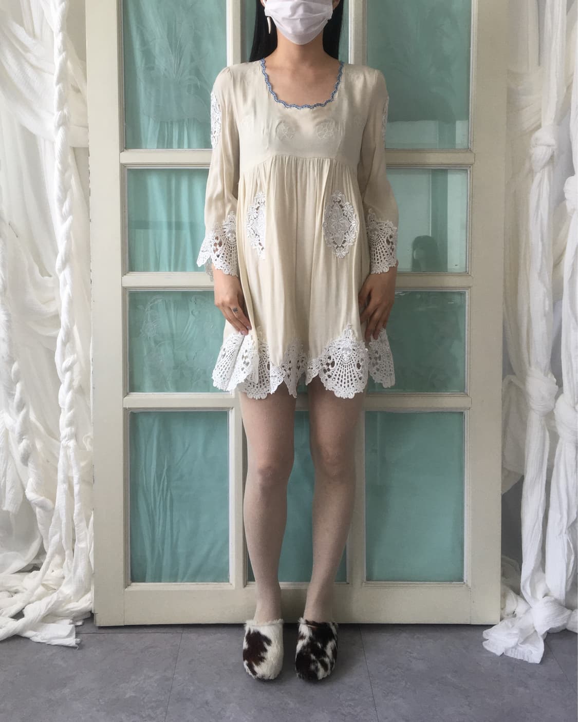 Filet trimming blouse onepiece 상품이미지9