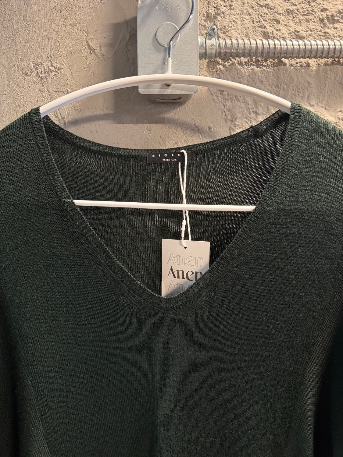 시슬리 SISLEY 울 V넥 니트 다크그린 ONE SIZE 상품이미지4