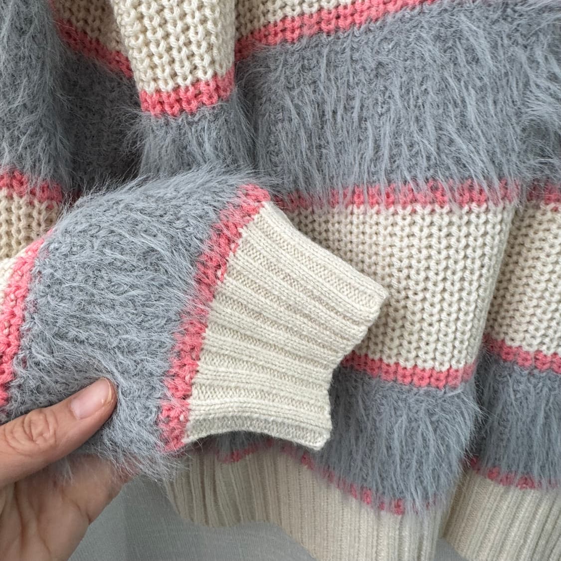 보들한 그레이 아아보리 긴팔 니트 M 상품이미지6