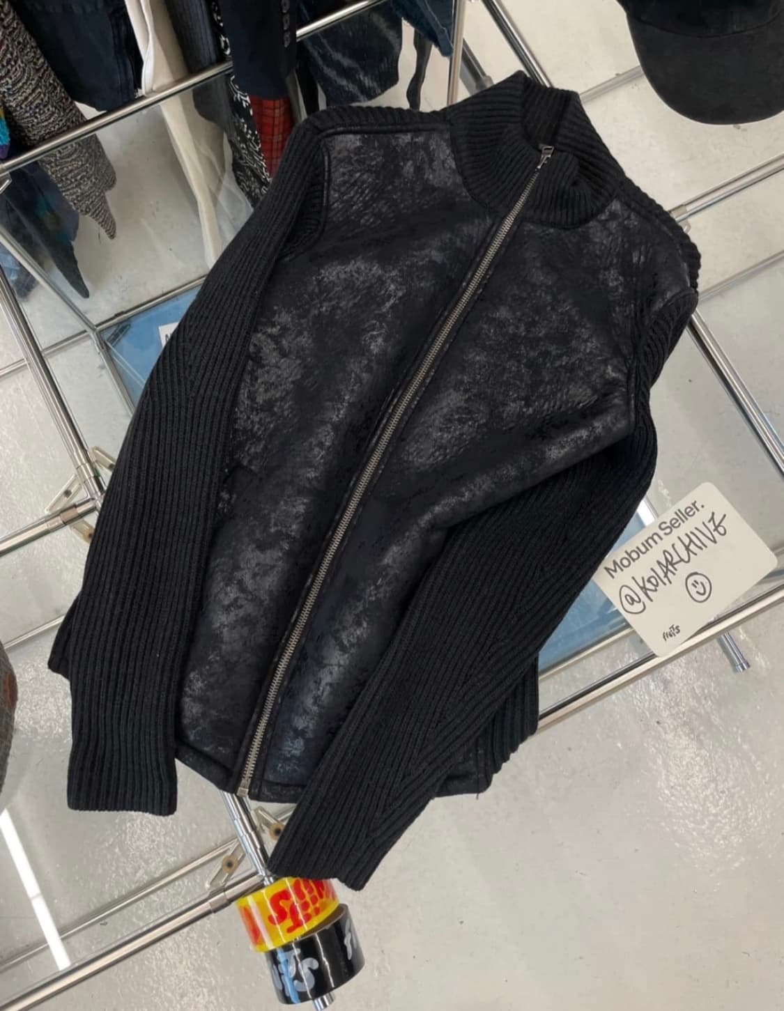 [L]아르마니 익스체인지 레더 니트 집업자켓 상품이미지1