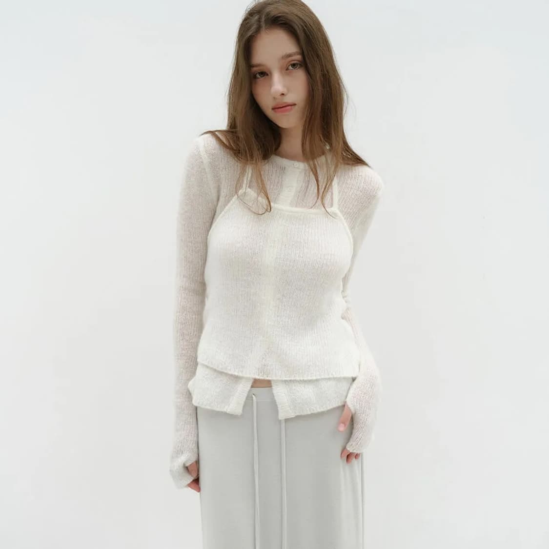 로우타이드 알파카 슬리브리스 니트 상품이미지1