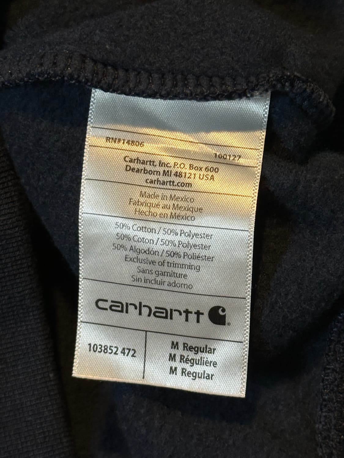 칼하트 CARHARTT 오리지널핏 포켓 기모 맨투맨 네이비 상품이미지5