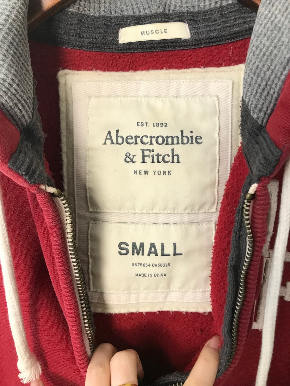 아베크롬비 y2k 와투케 레드 헤비코튼 후드집업 상품이미지5