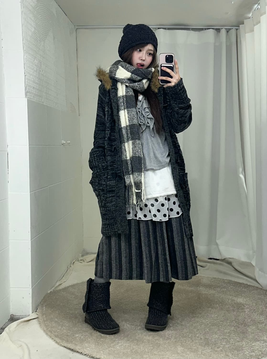 그레이 도트 하구미 임수정 모리걸 코디세트 상품이미지1