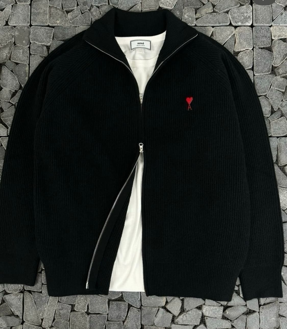 아미 블랙 투웨이 니트 집업 L 상품이미지2
