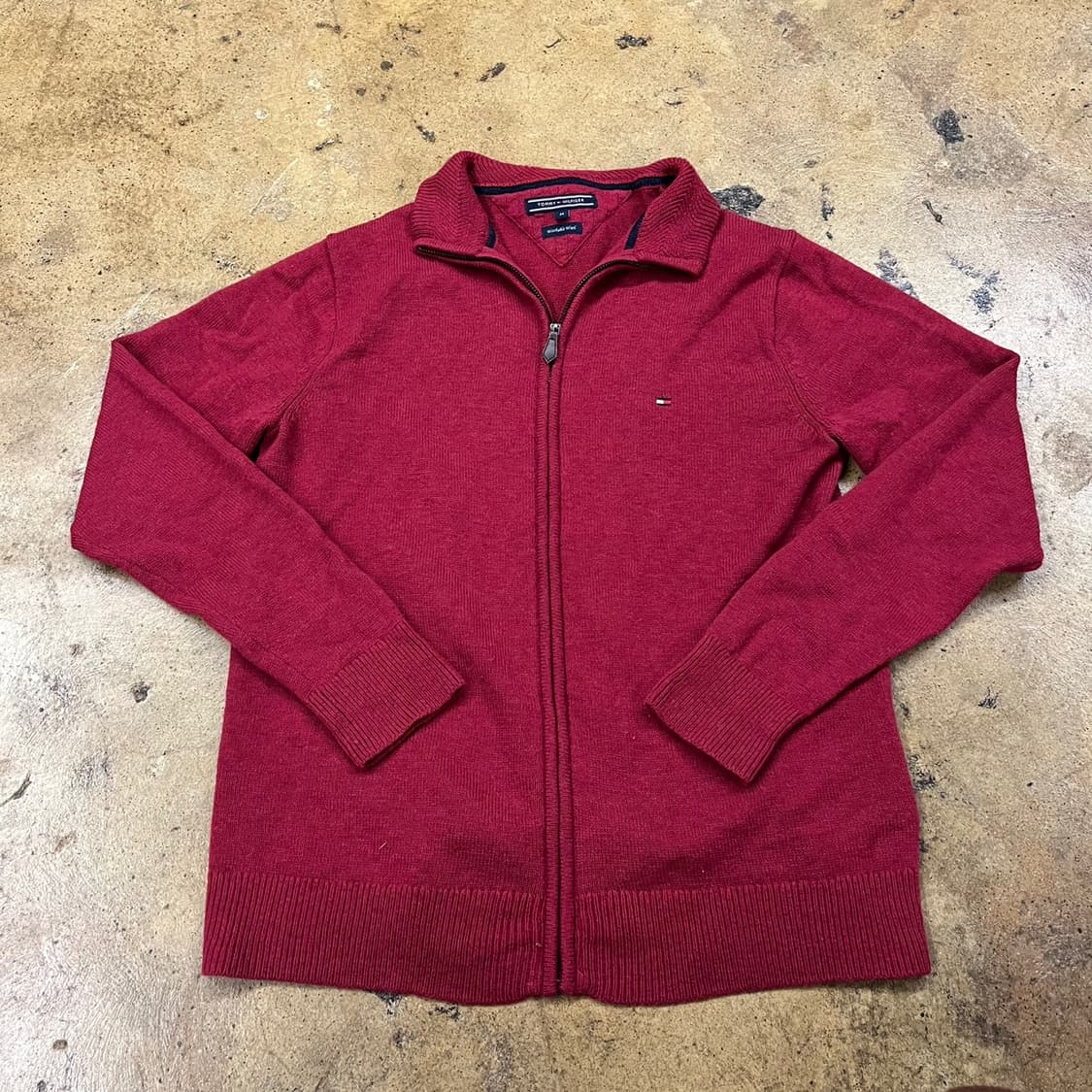 타미힐피거 버건디 레드 니트 집업  상품이미지2