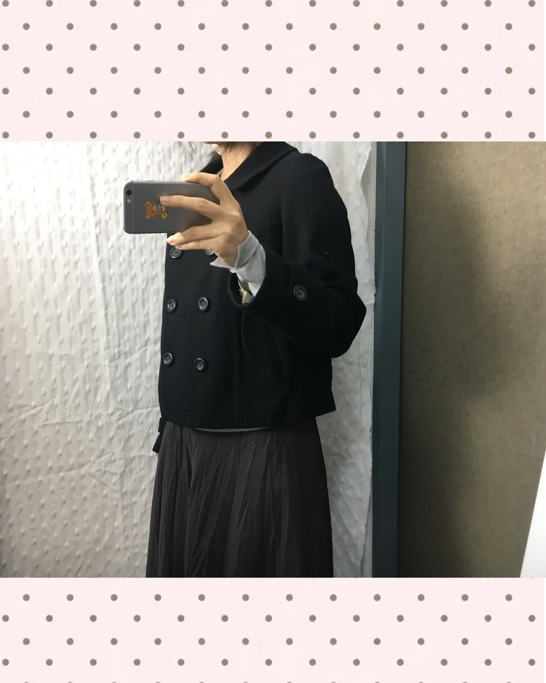 블랙 카라 울혼방 숏코트 상품이미지4