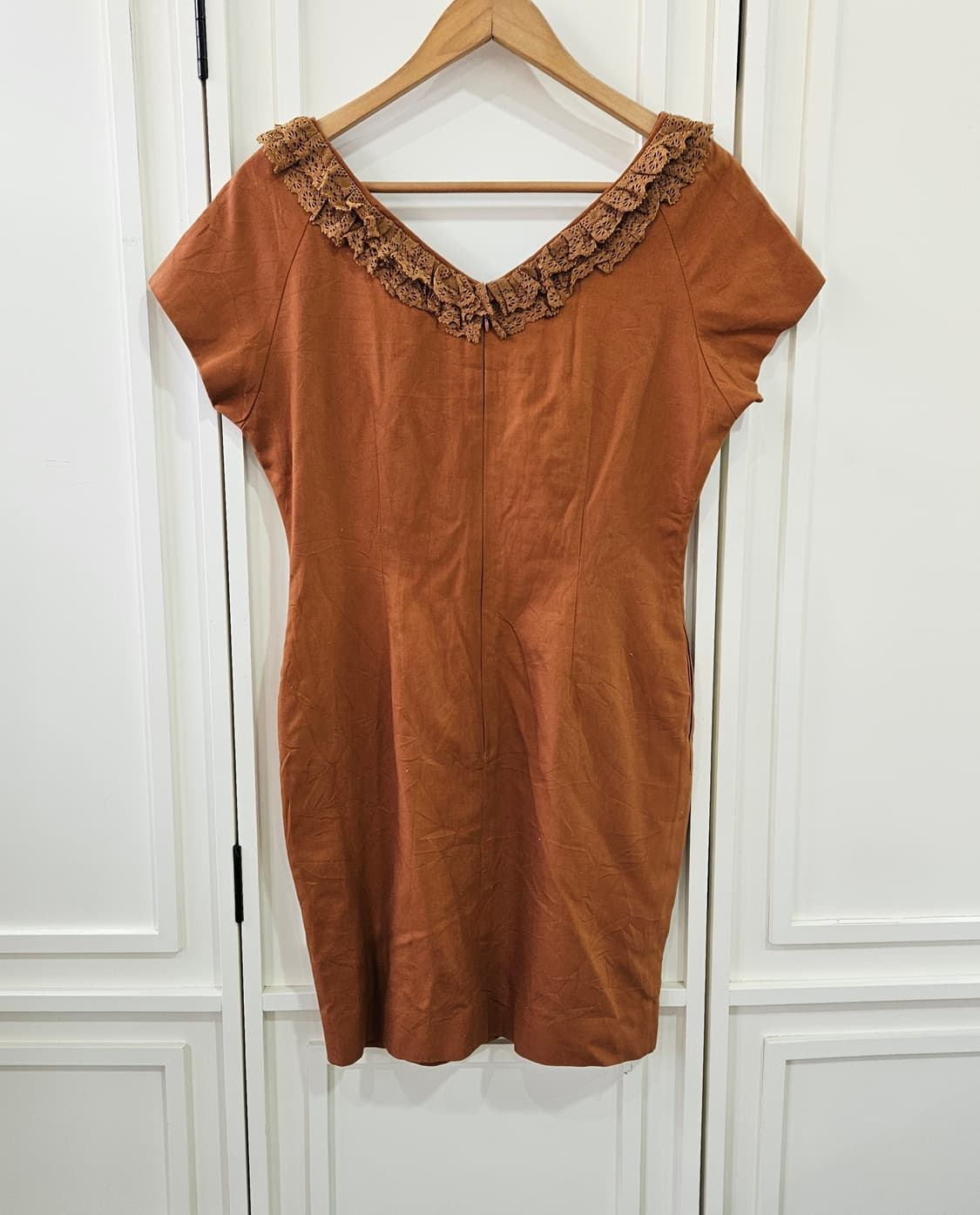 브라운 레이스 카라 리본 원피스 상품이미지7