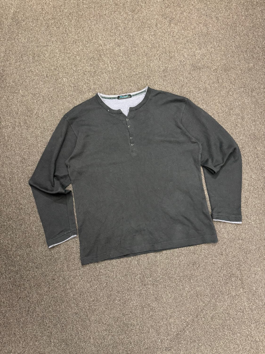 L)Japanese vintage 레이어드 헨리넥 와플 롱슬리브 상품이미지2