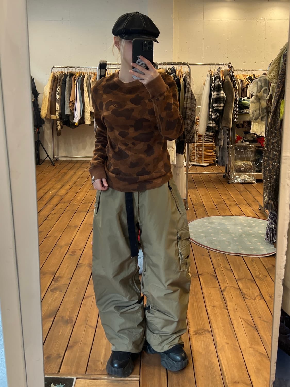 베이프 브라운 카모 와플 롱 슬리브 상품이미지5