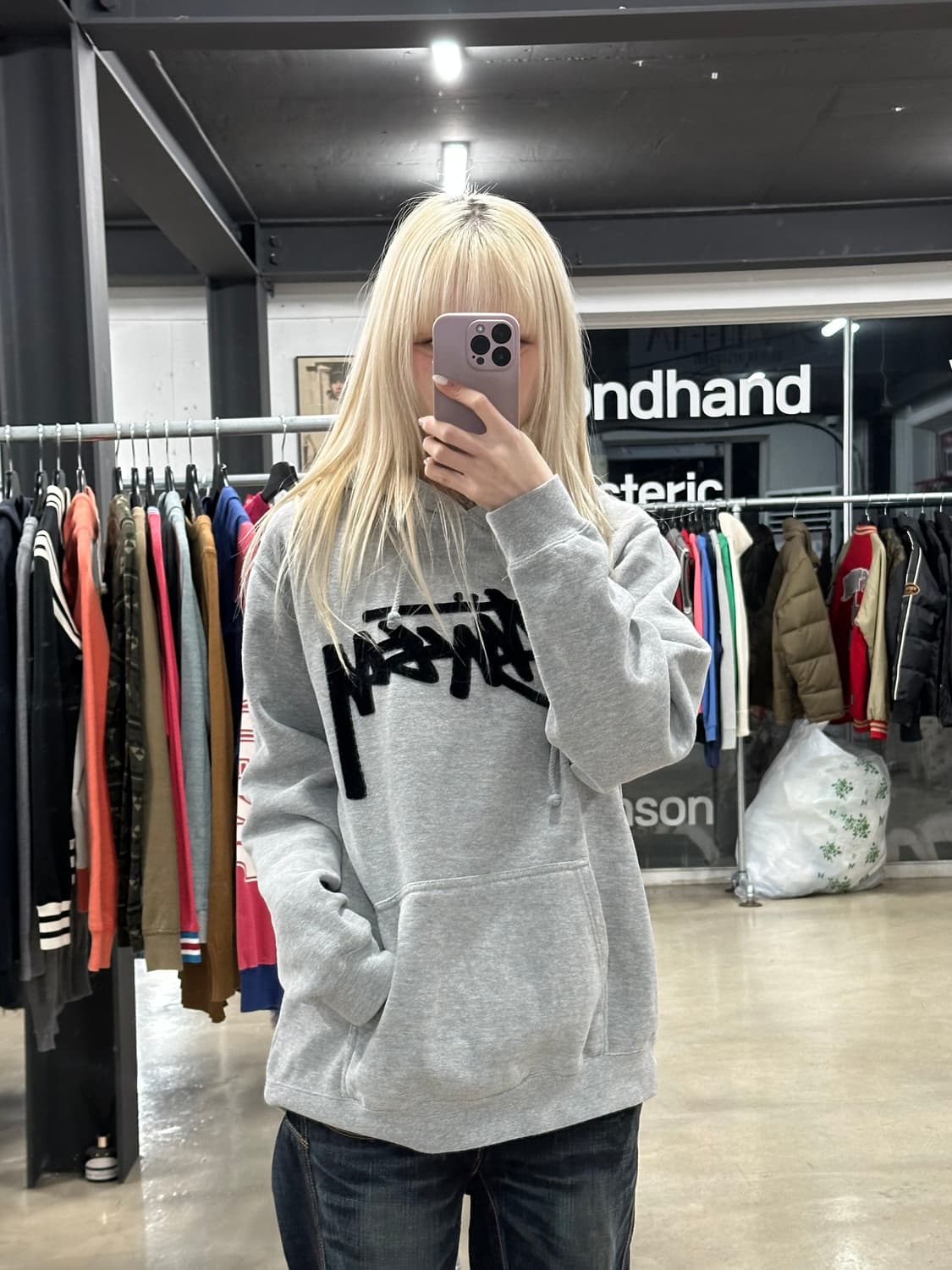 스투시 그레이 후드티 상품이미지1