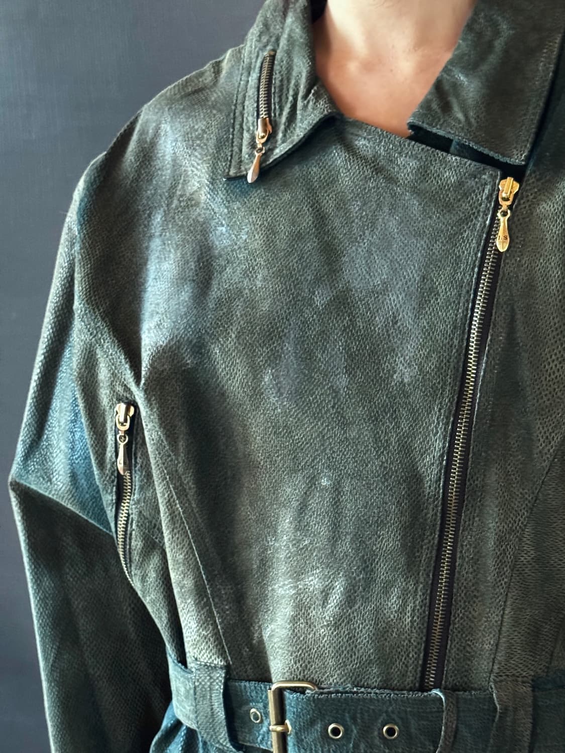  90s 이태리 메이드 라이더 자켓 파이톤 엠보싱 상품이미지10