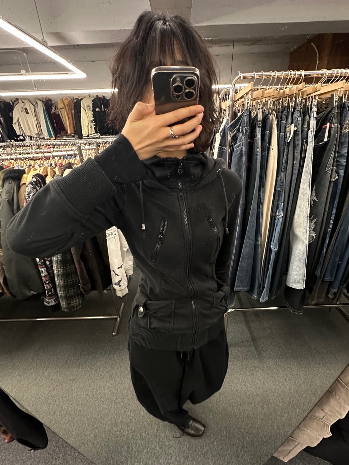 M)COLZA 빈티지 여성 니트 레이어드 후드집업 상품이미지1