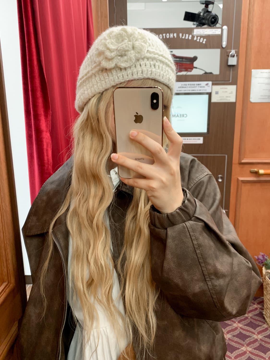 블루씨티 스팽클 플라워 니트 뜨개 비니 모자 4color 그레이 상품이미지1