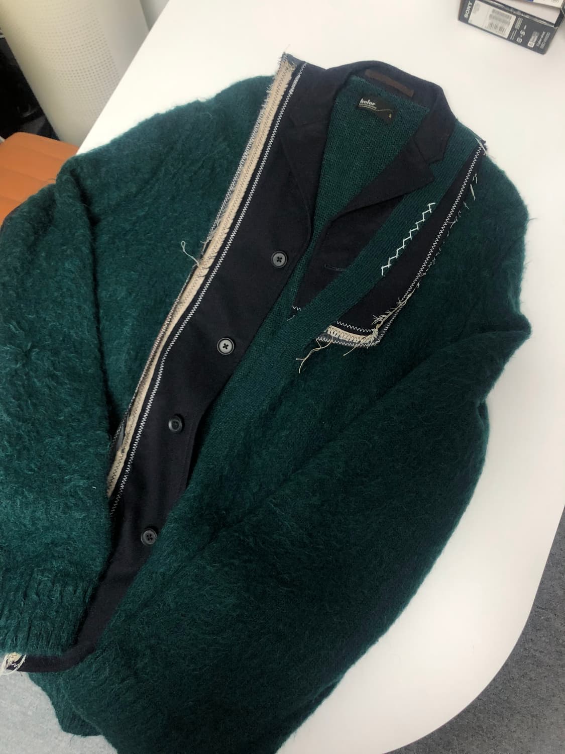 Kolor 패치워크 디자인 브러시드 가디건 상품이미지4