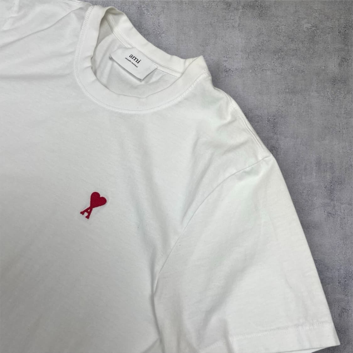 아미 Ami 화이트 스몰 하트 로고 반팔 티셔츠 L 상품이미지5