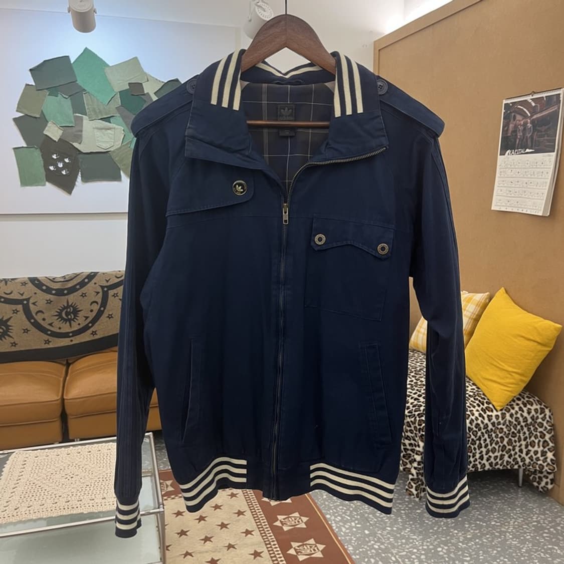 아디다스 흑탭 올드스쿨 레트로 프레피 블루종 자켓 105 C09788 상품이미지3