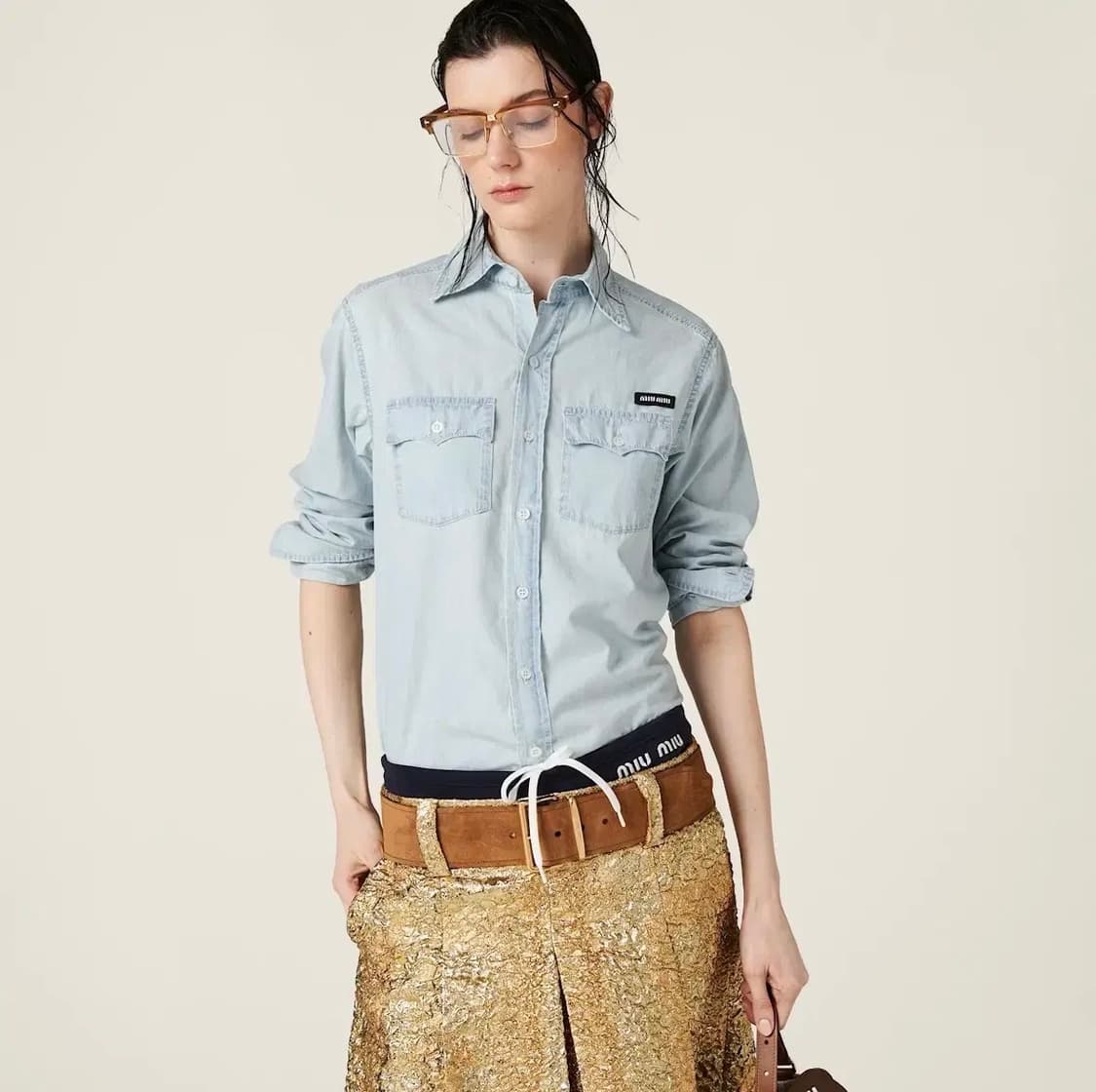 미우미우 샴브레이 셔츠 38 사이즈 상품이미지1