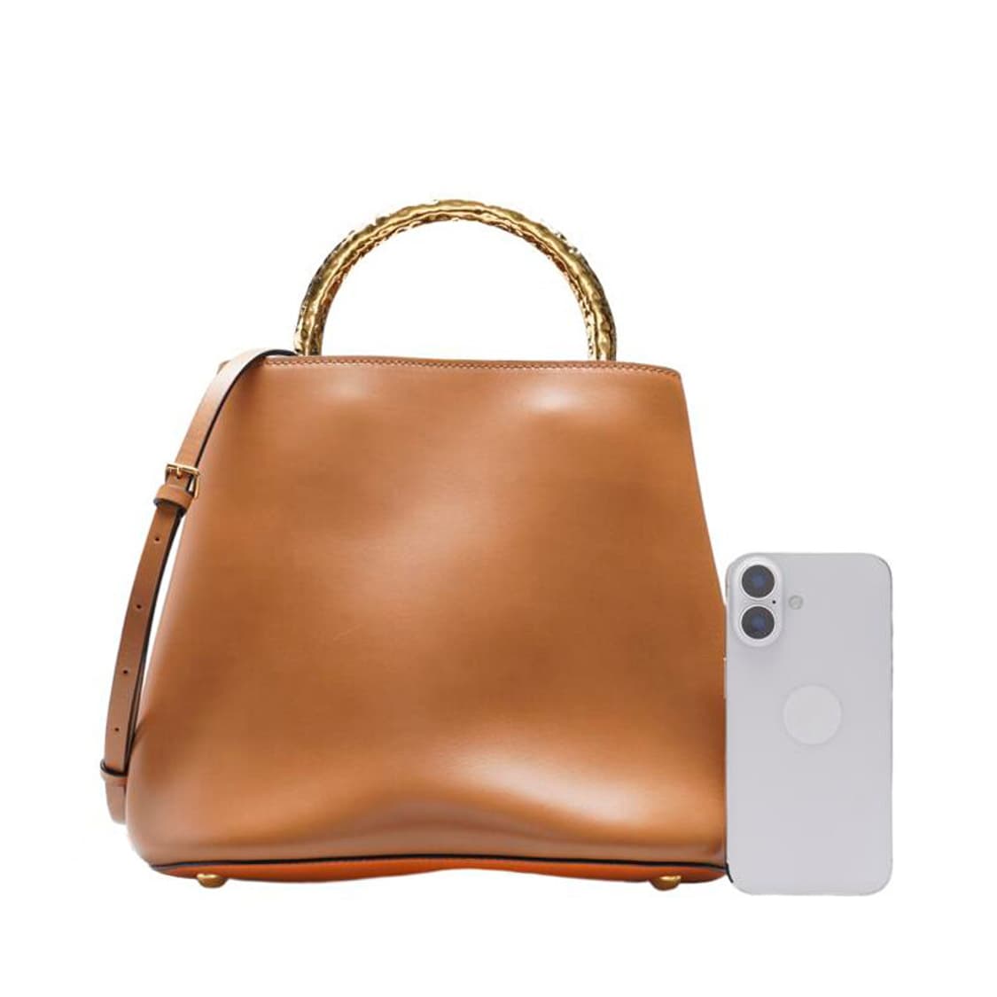 (중고) 마르니 오렌지 & 브라운 파니에 버킷 미듐 토트백 상품이미지3