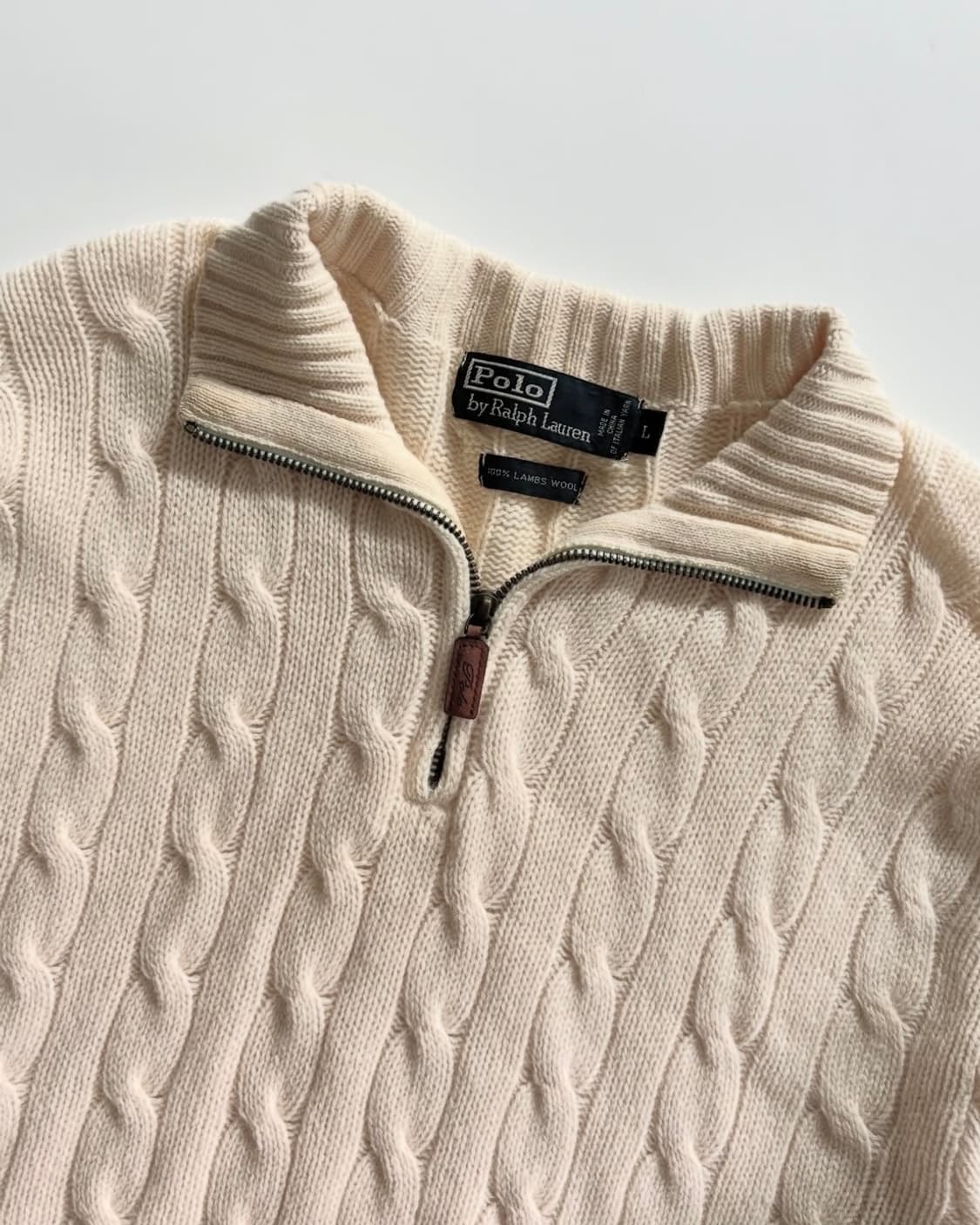 Polo 폴로 랄프로렌 아이보리 케이블 램스울 반집업 니트 상품이미지2