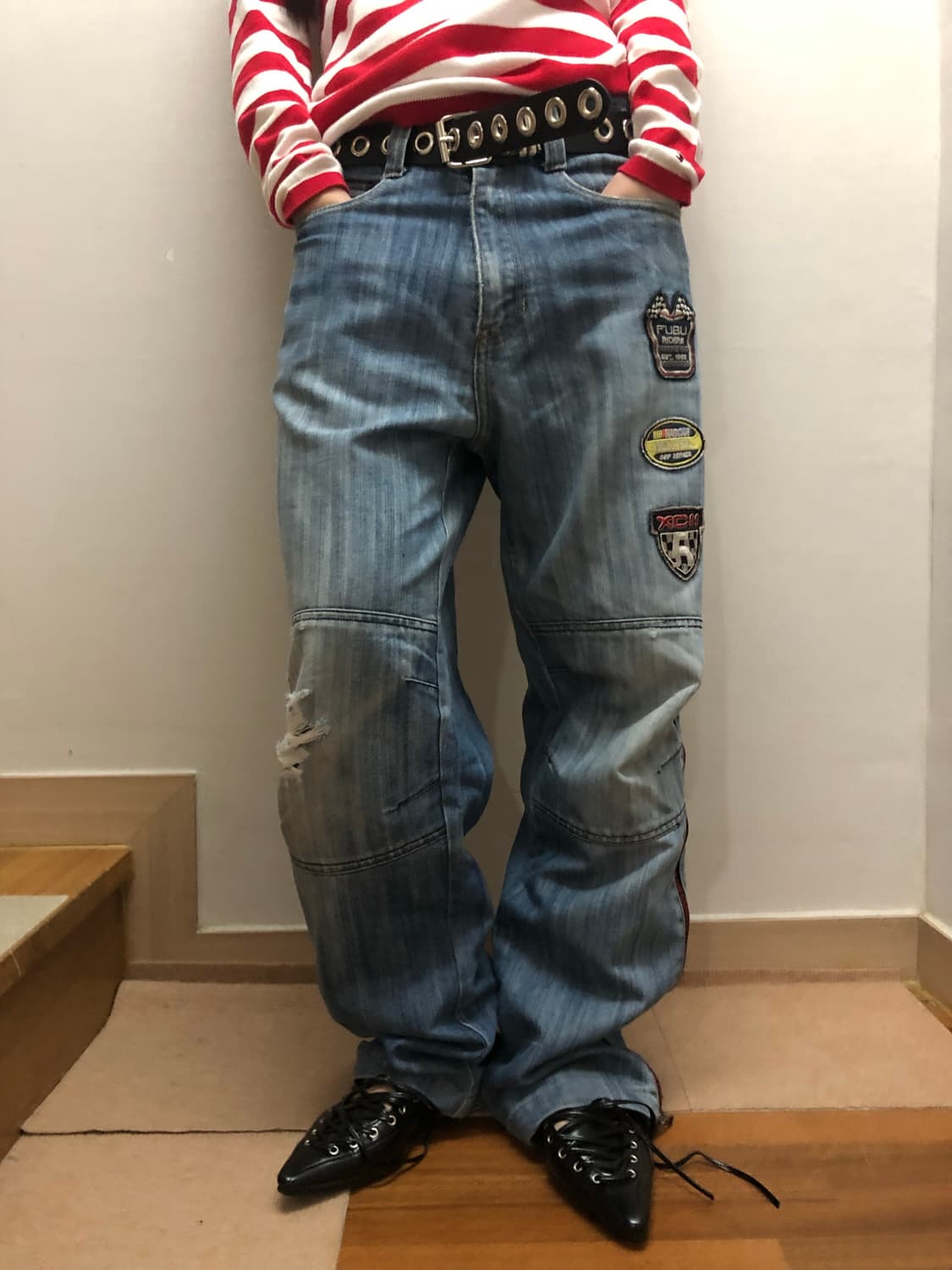 빈티지 푸부 데님 패치 팬츠 상품이미지6