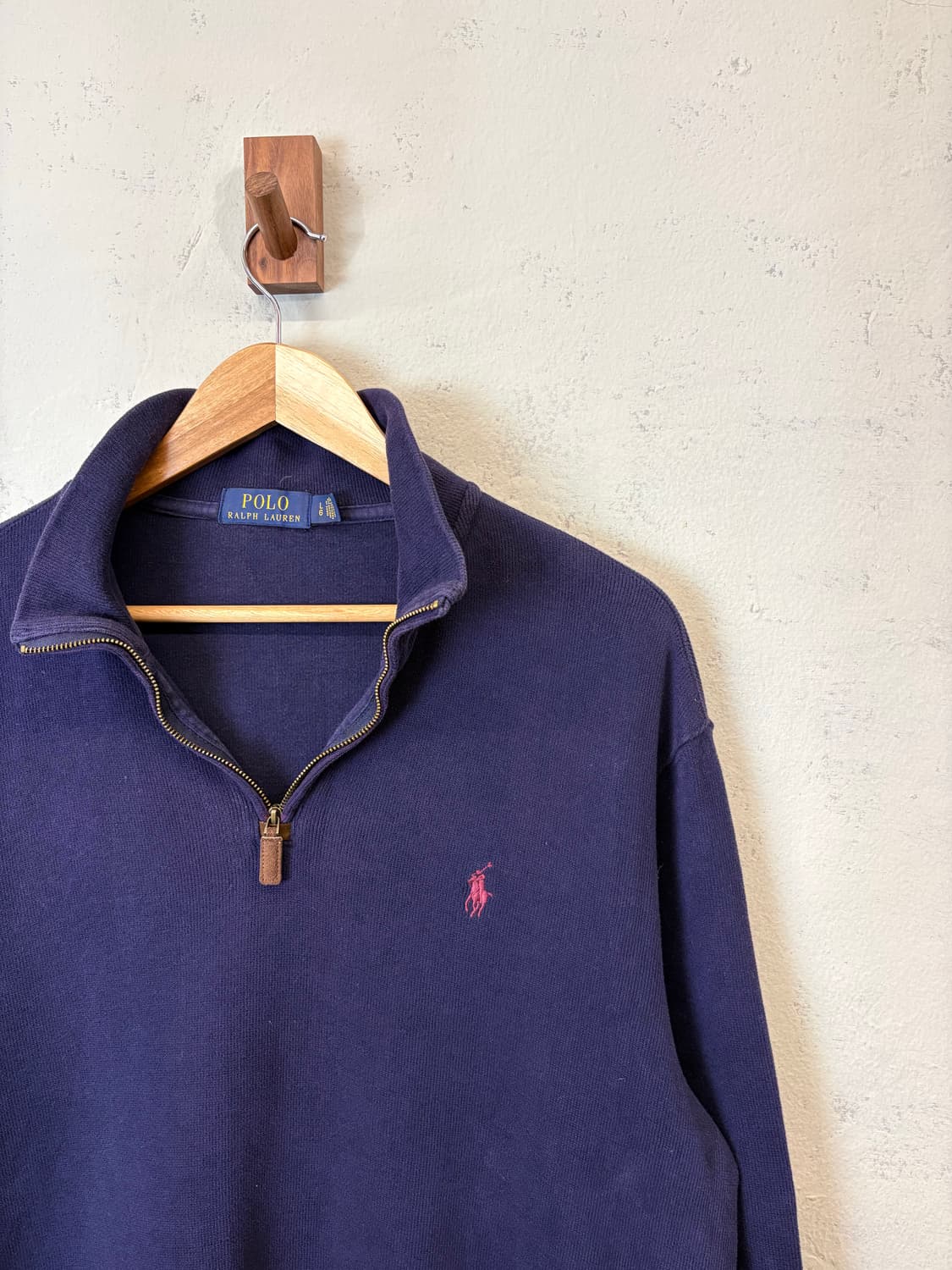 폴로랄프로렌 네이비 코튼 니트 반집업 상품이미지2
