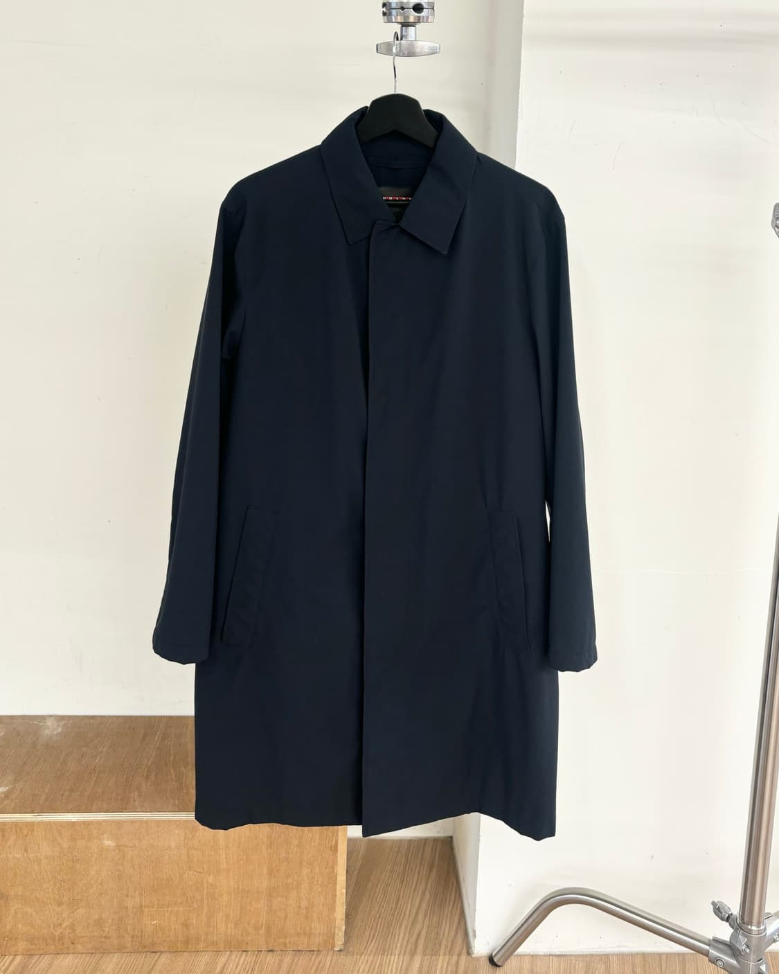 프라다 네이비 싱글 브레스티드 오버 코트 상품이미지1