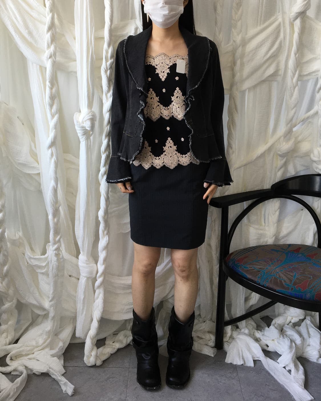 Line detail ruffle denim jacket 상품이미지8