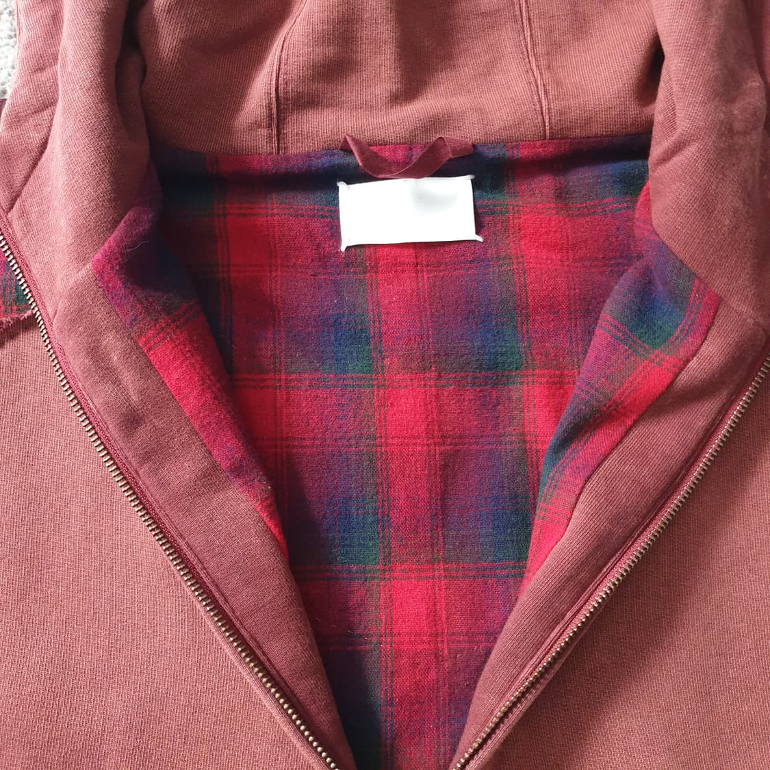 플란넬 배색 후드 집업 상품이미지2