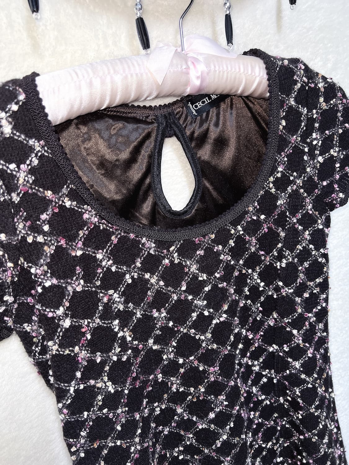 세실맥비 트위드 니트 미니원피스 라떼갸루 러블리 히메 슈슈룬 쇼콜라 핀터 상품이미지8