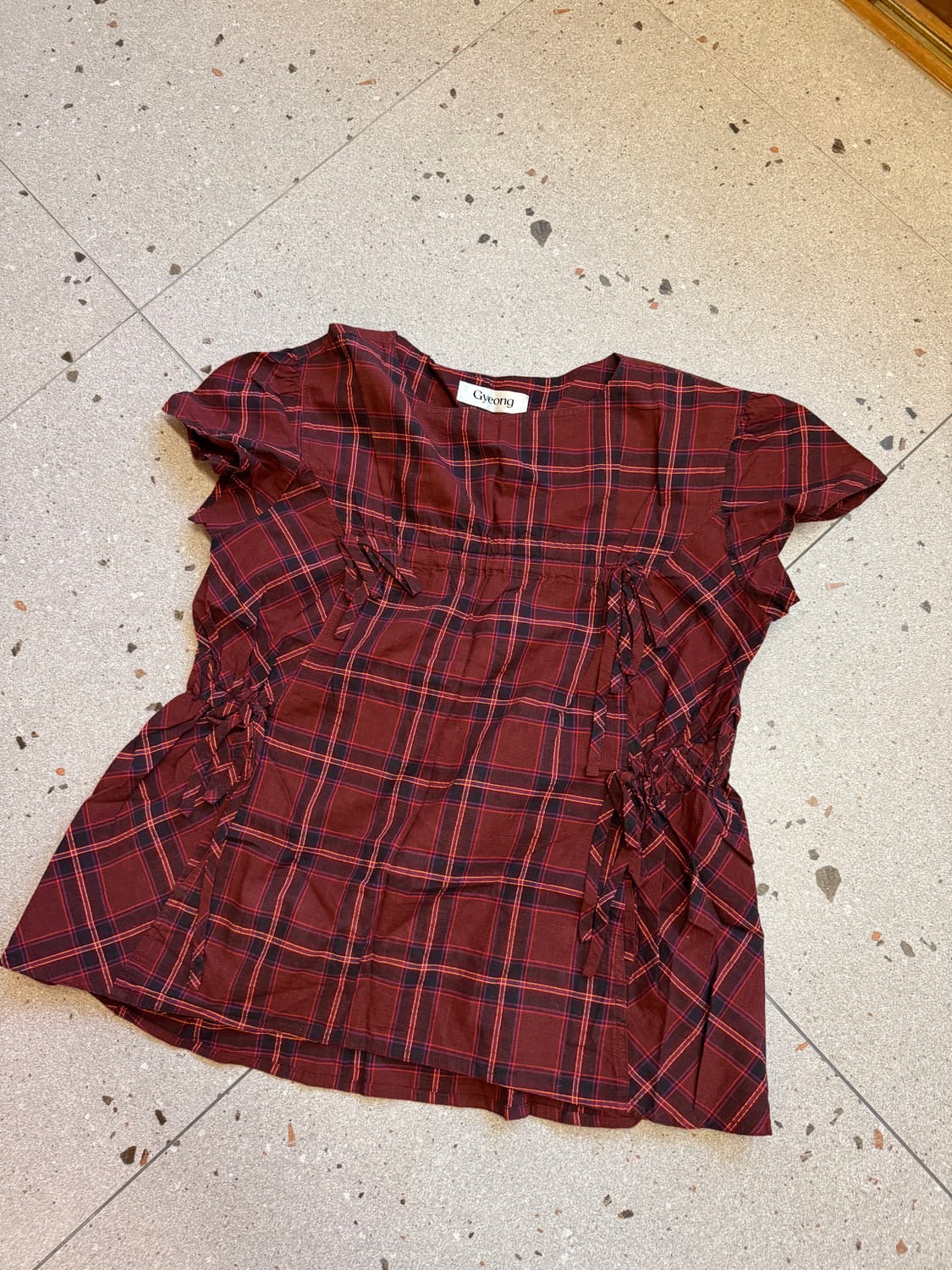 Gyeong 체크 블라우스 상품이미지1