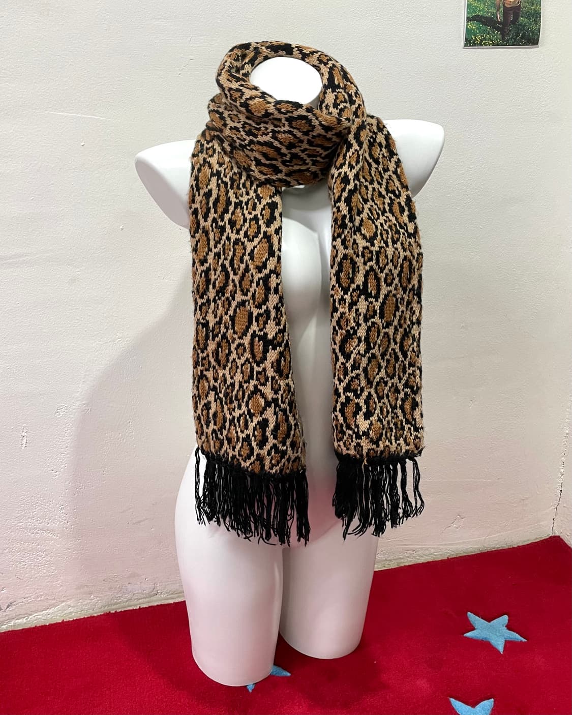 Leopard Black Fringe Scarf 상품이미지1