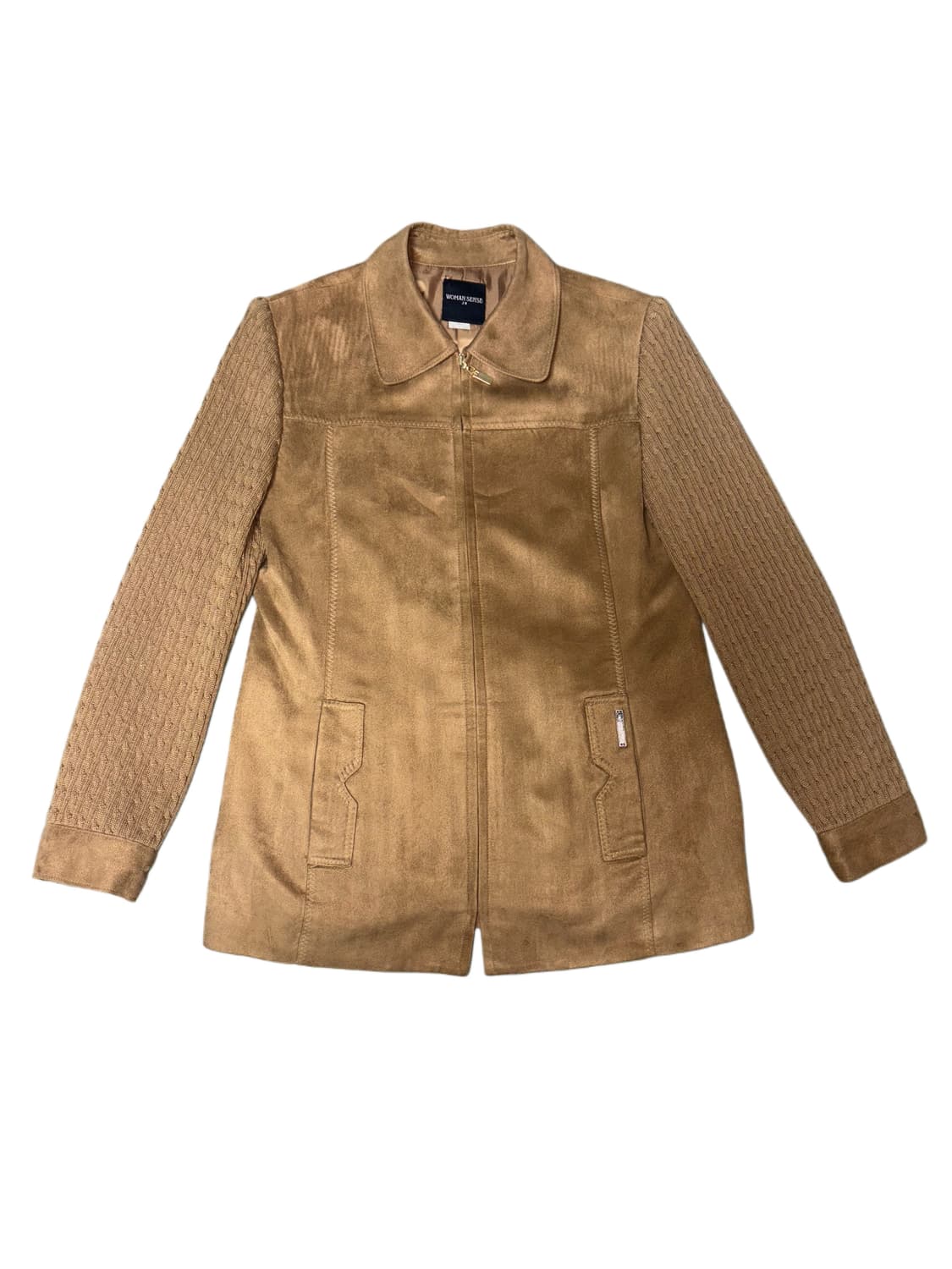 브라운 스웨이드 & 니트 자켓 상품이미지1