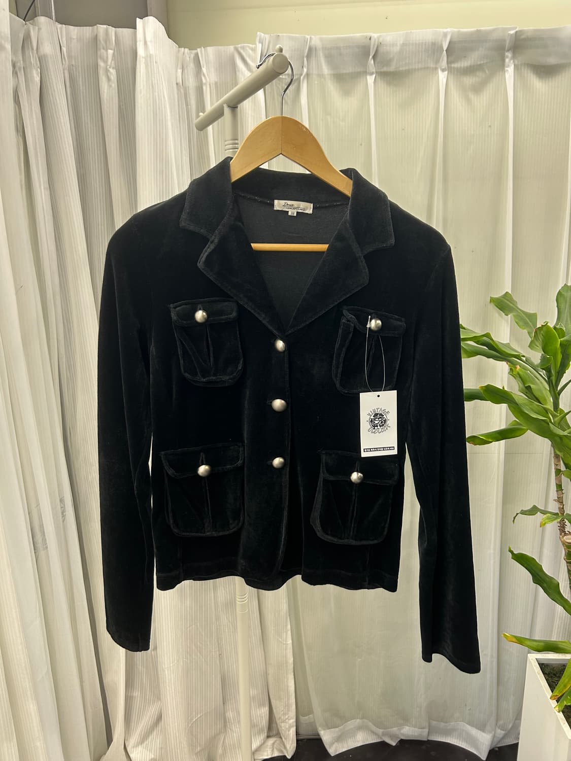 Deux Concept Labo 벨벳 블랙 진주 버튼 자켓 1797 상품이미지2