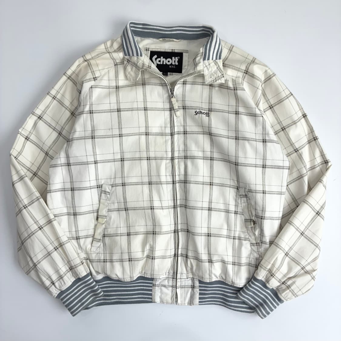 Schott 쇼트 90‘s 화이트 체크 바라쿠다 자켓 상품이미지4
