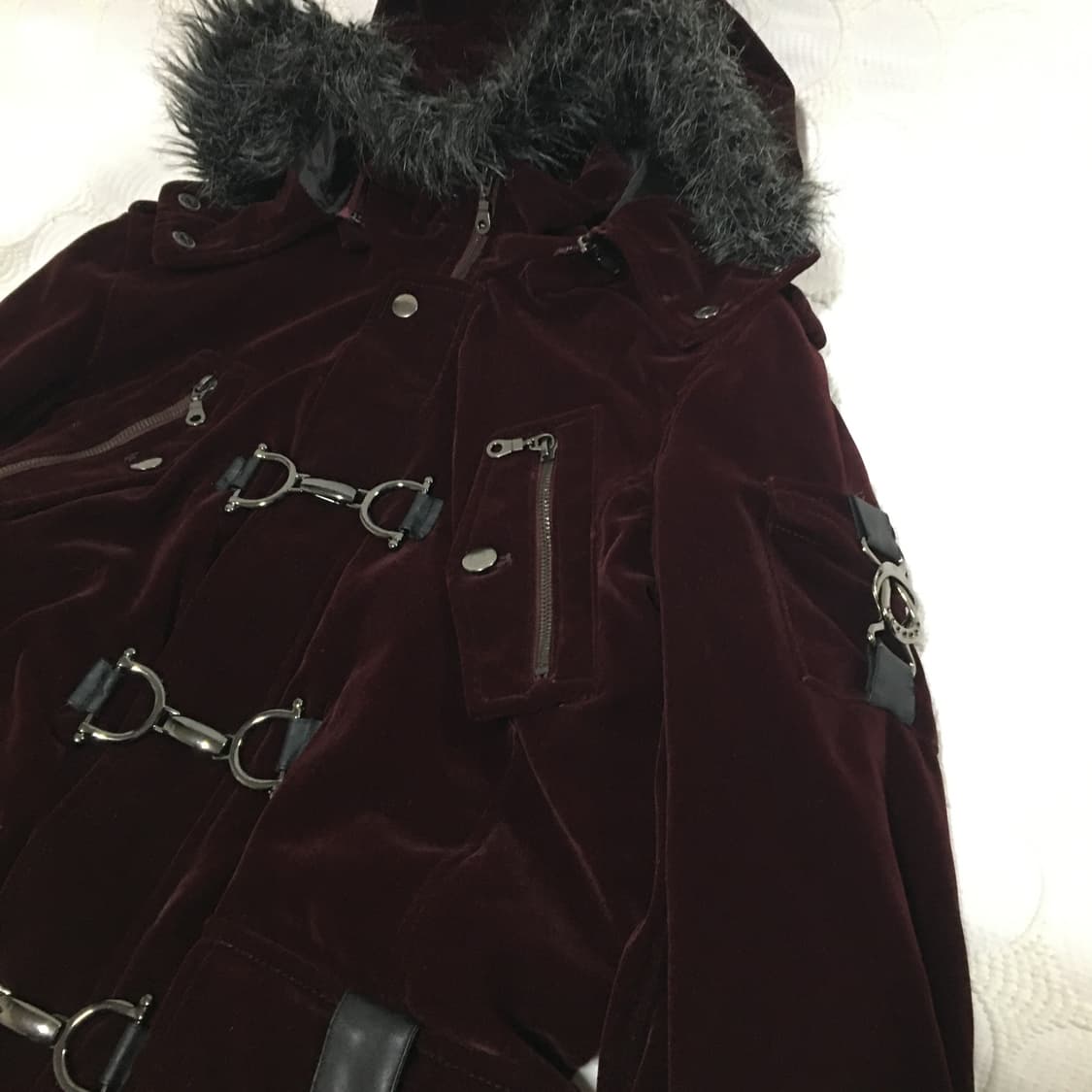 Authentic펑크 벨벳 후드 코트 상품이미지5