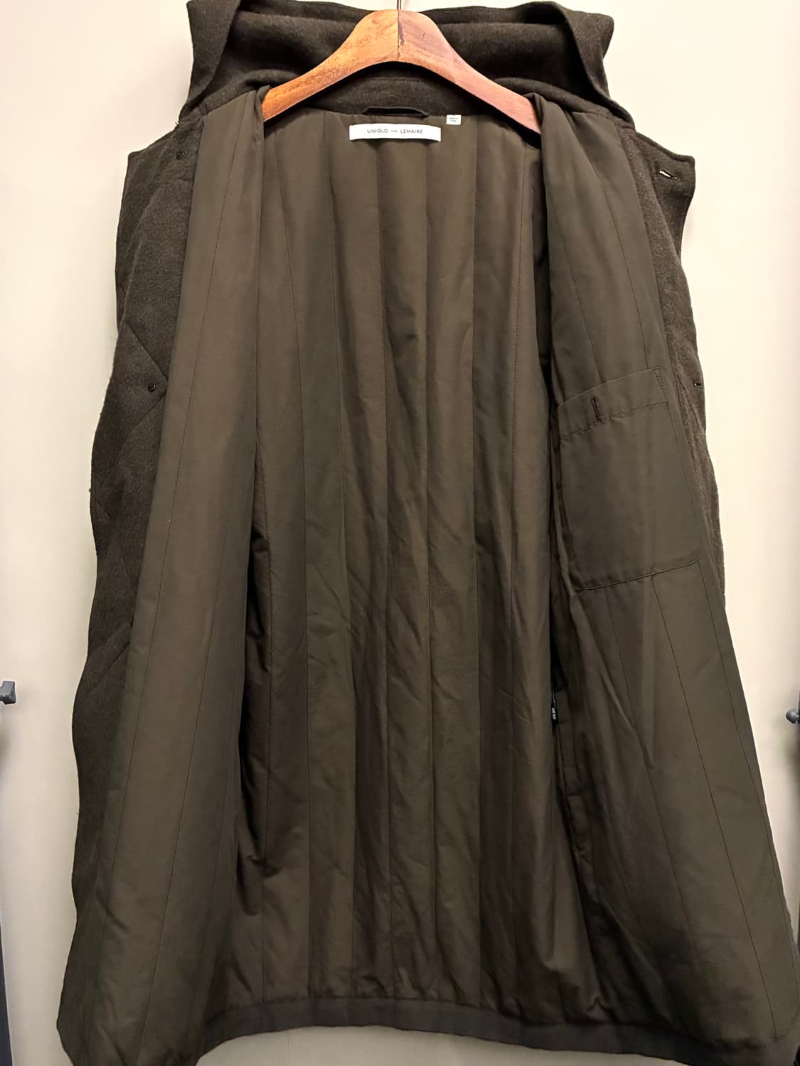 (M/100)JPN 유니클로 x 르메르 울 블렌드 후드 코트 올리브 상품이미지9