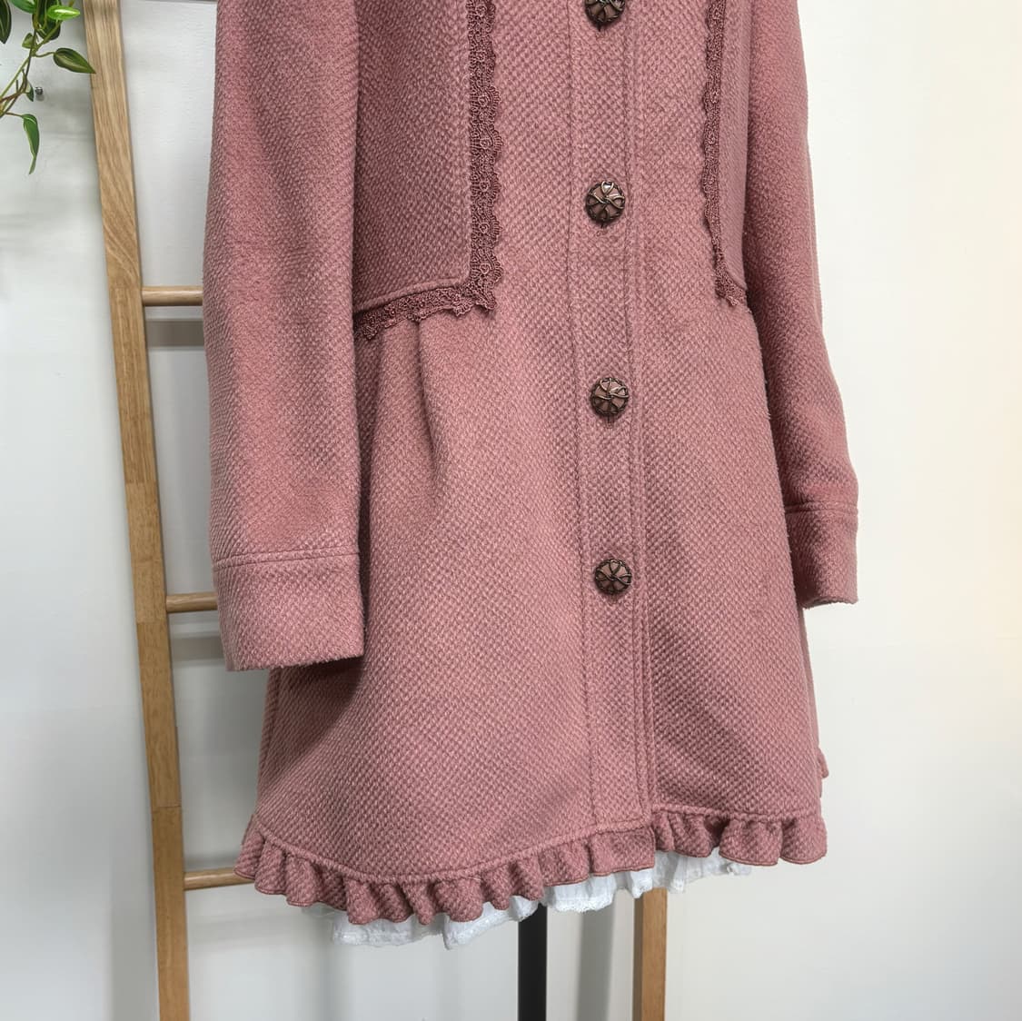 AXES FEMME 엑시즈팜/ 핑크레이스코트 둥근카라코트 뮤트핑크코트 상품이미지4