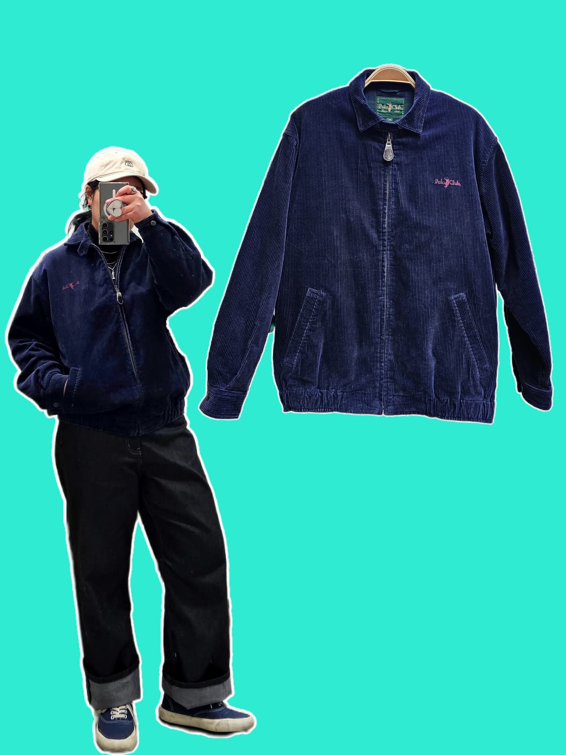 Polo club 네이비 코듀로이 블루종 상품이미지1