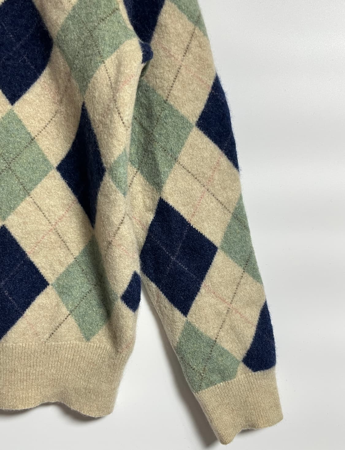 폴로랄프로렌 아가일 브이넥 캐시미어 니트 스웨터 M 상품이미지2