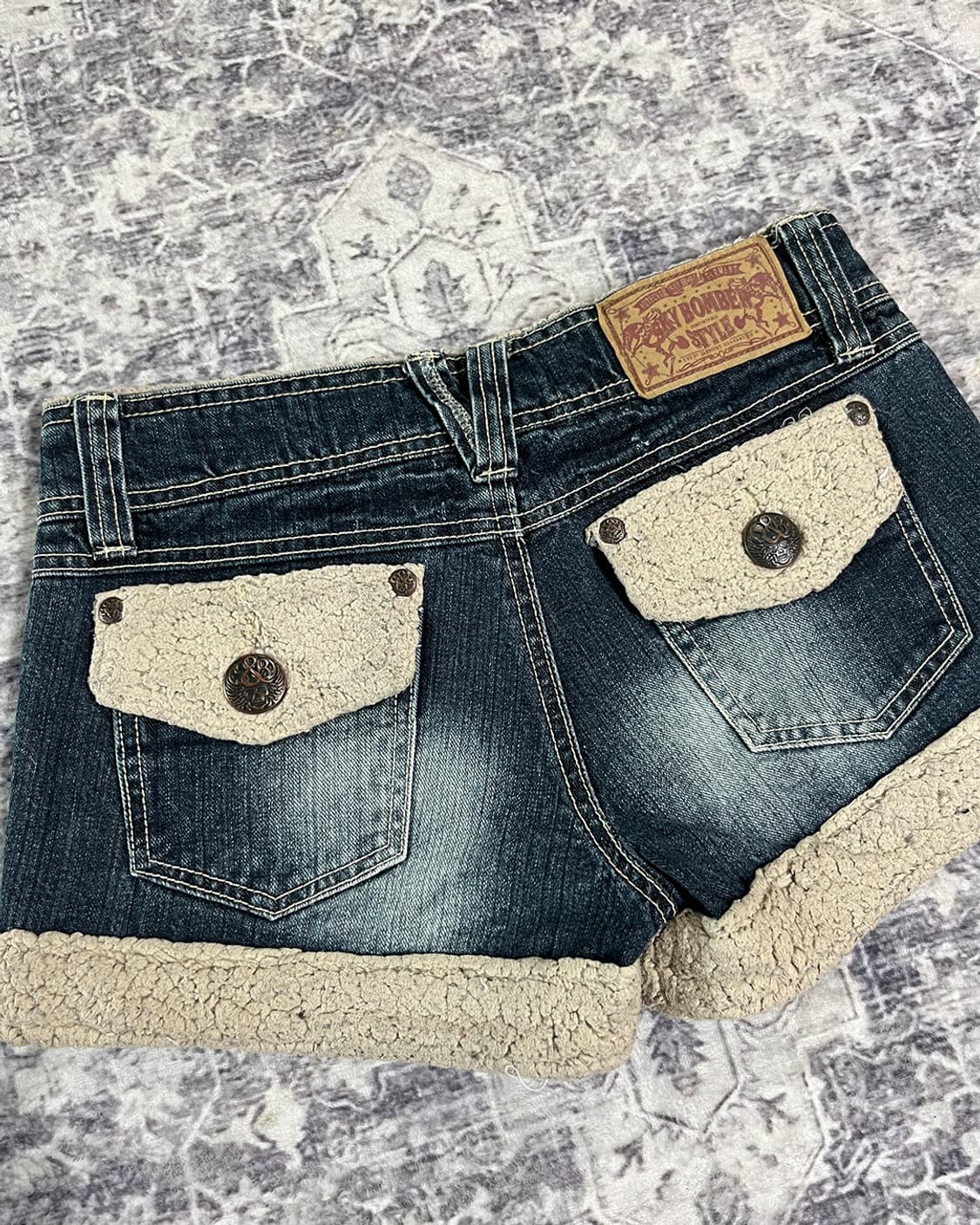 Skybomber Skull Sherpa Trim Denim Shorts 상품이미지6