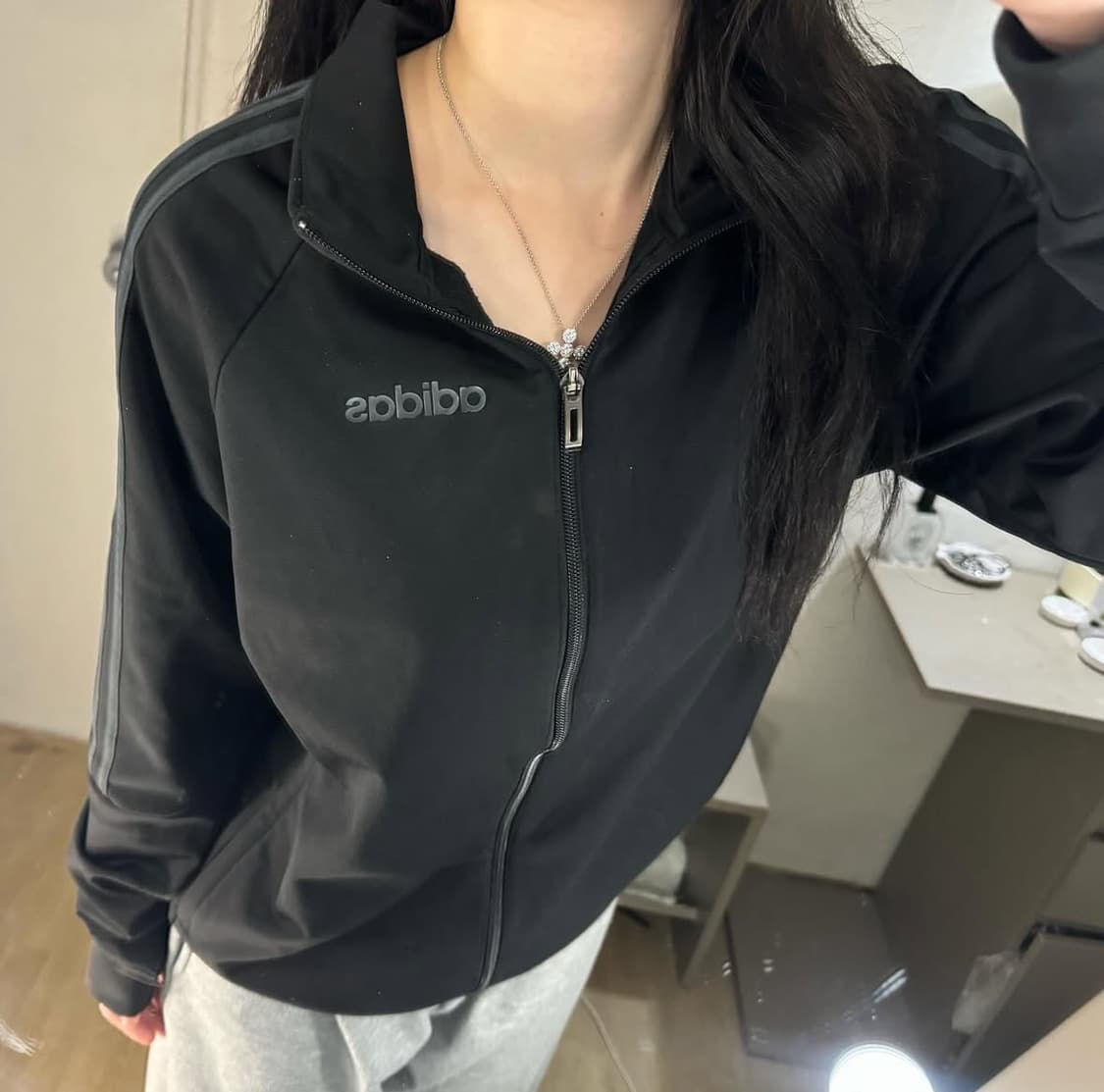 아디다스 영어 로고 삼선 져지 🖤 상품이미지1