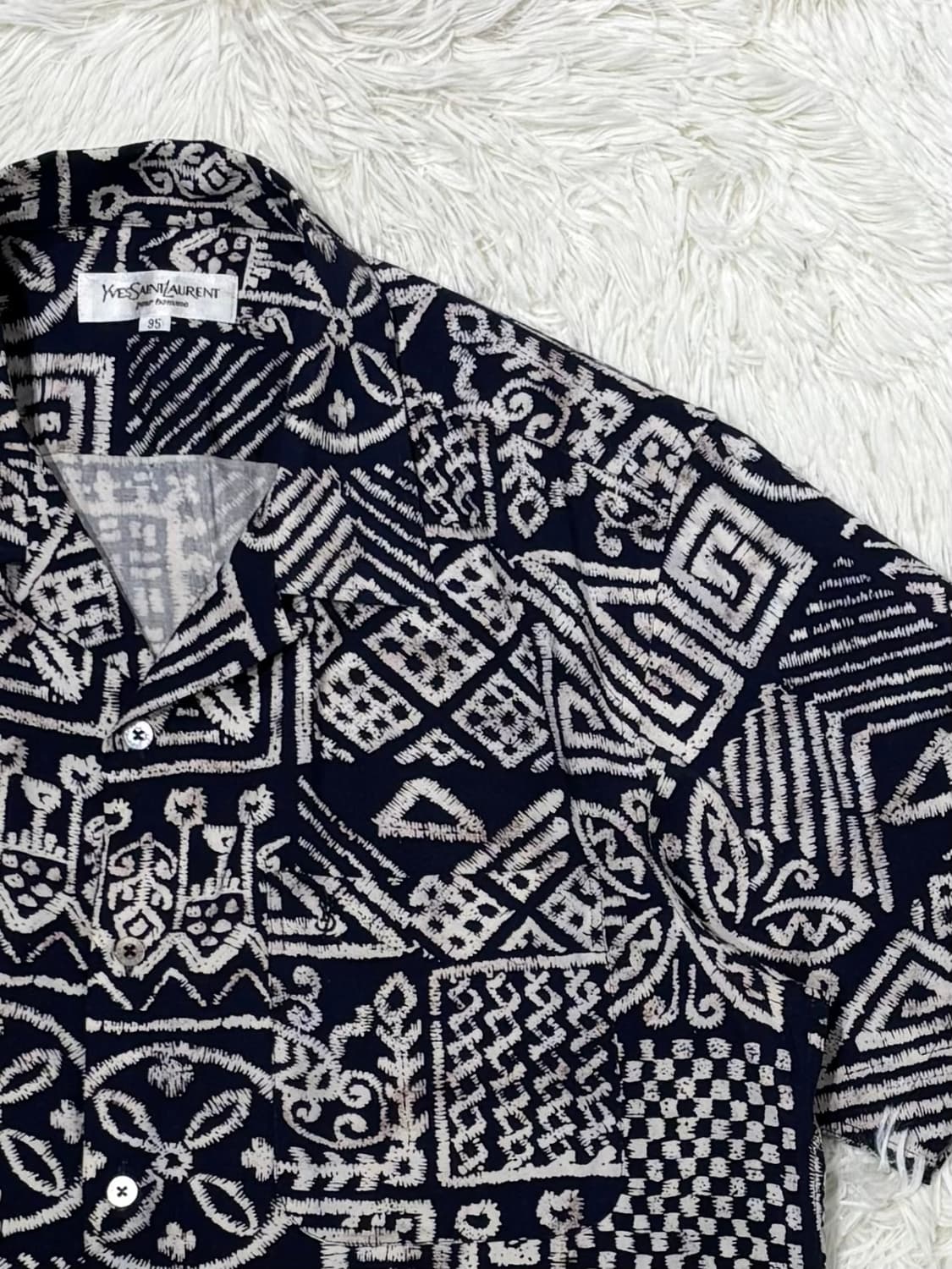 YSL 90’s 오픈카라 패턴 반팔 셔츠 상품이미지5