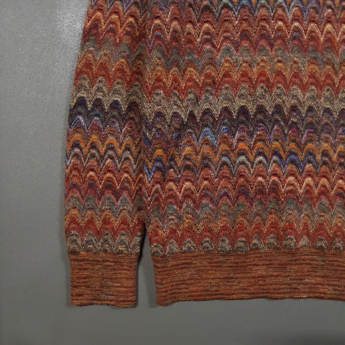 실측 M) 미쏘니 이태리 명품 에스닉 패턴 니트 크루넥 스웨터 희귀 상품이미지3