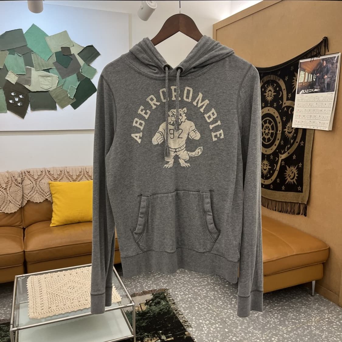 아베크롬비 빈티지 Y2K 레트로 스트릿펑크 불독 후드티 S C11976 상품이미지3