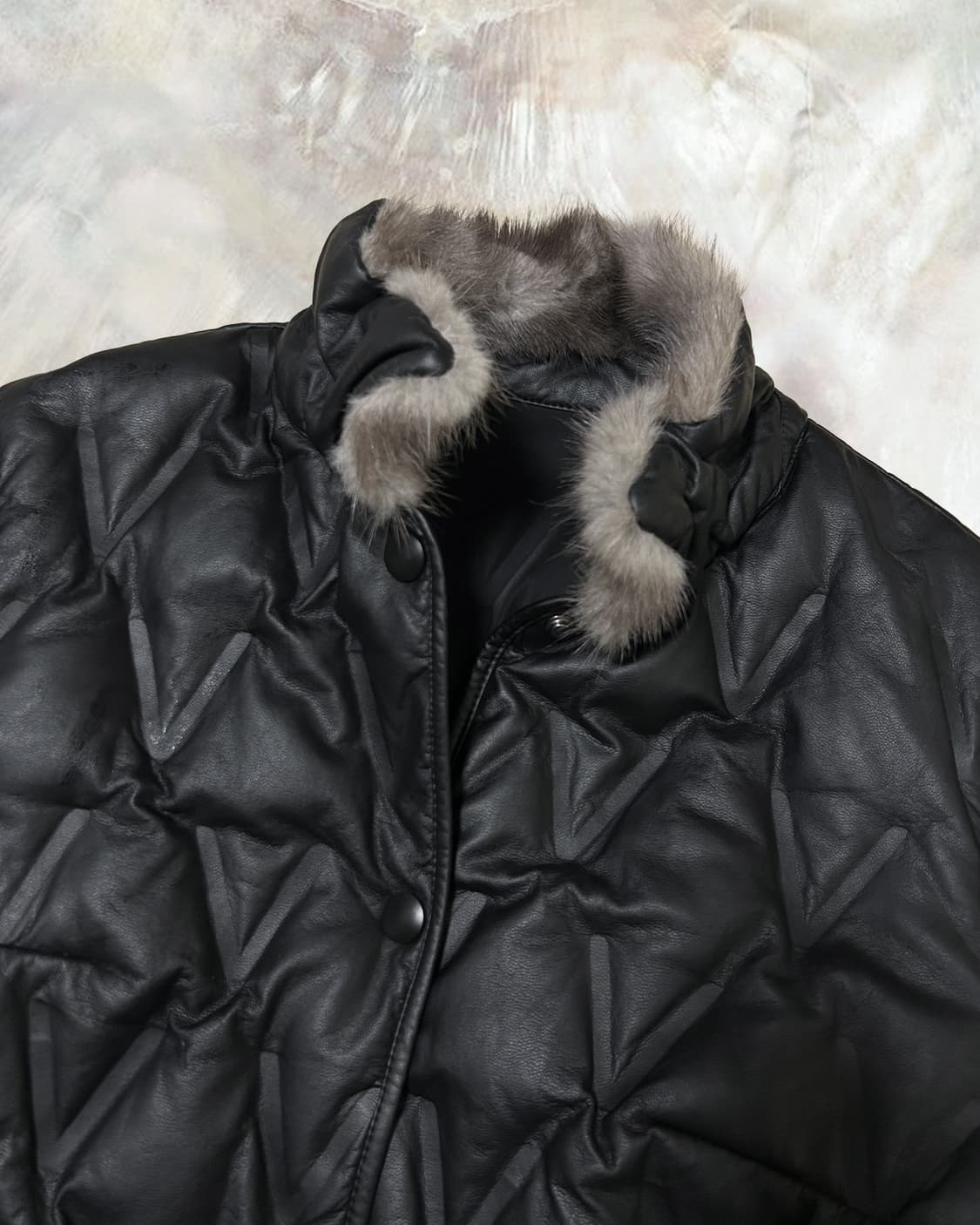 빈티지 레더 경량패딩 자켓 상품이미지2