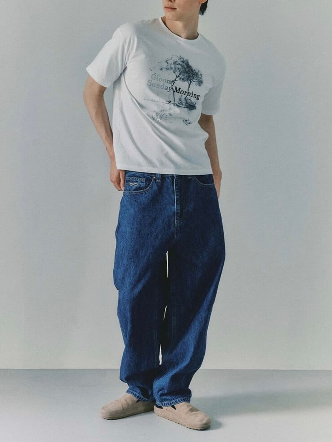 플랙 이집트 커브드 와이드 P53 미드 블루 데님팬츠 상품이미지2